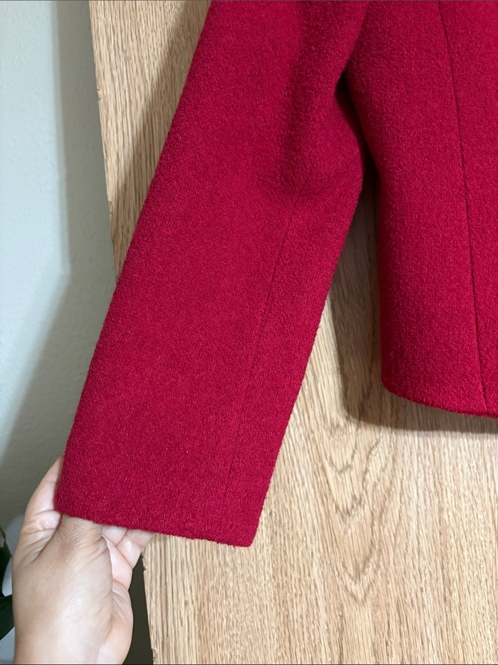 Pendleton Red Wool Blend Boxy Blazer with Decorative Brooch - Picture 5 of 9